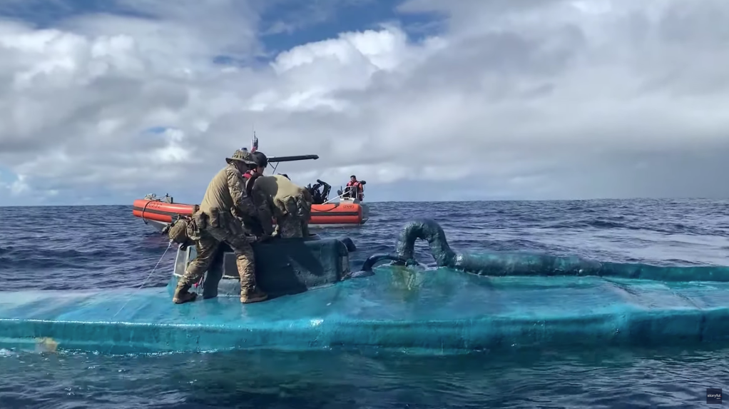 The Coast Guard intercepts a makeshift narco-submarine hauling cocaine in the Pacific Ocean.