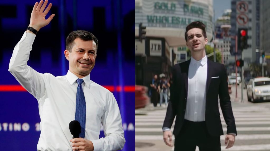 composite-image-mayor-pete-buttigieg-brendon-urie-high-hopes-panic-at-the-disco