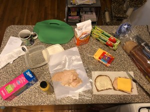 The kid lunch on a kitchen counter