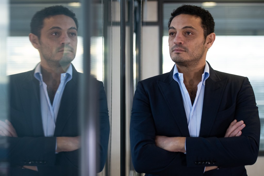 gyptian self-exiled businessman Mohamed Ali poses during an interview in an office near Barcelona on October 23, 2019.