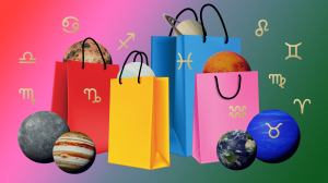 Shopping bags with signs