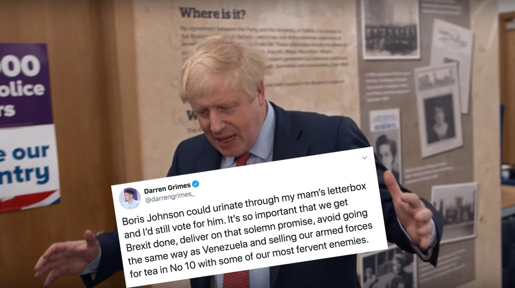 Boris Johnson Darren Grimes tweet