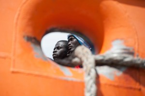 Migrants disembark from the "Aquarius" ship of the NGO SOS Mediterranee - Doctors without borders on May 26, 2017 coming from Libya, Nigeria, Mali, Morocco, Pakistan, Bangladesh, Cameroon, Guinea, Liberia, Guinea Bisseau, Kenya, Ivory Coast, Gambia, Benin