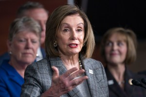 In this Dec. 6, 2019, photo, Speaker of the House Nancy Pelosi, D-Calif., discusses her recent visit to the UN Climate Change Conference in Madrid, Spain, at the Capitol in Washington. ​