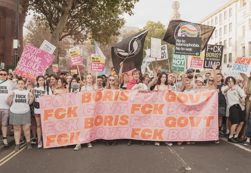 Protesters on a Fck Boris march