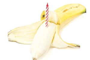 banana with birthday candle