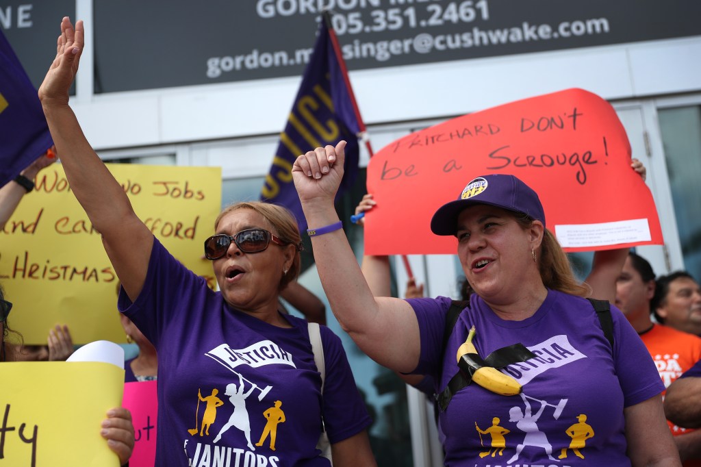 protesting miami janitors banana