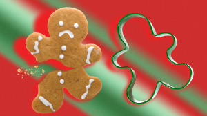 A sad, broken gingerbread man