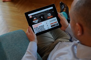 A man holds an iPad showing the Breitbart website on November 10, 2017. (Photo by Jaap Arriens/Sipa USA)(Sipa via AP Images)