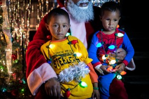 On Christmas Eve Santa Claus visited the Matamoros camp and listened to the  wishes of over two hundred children.