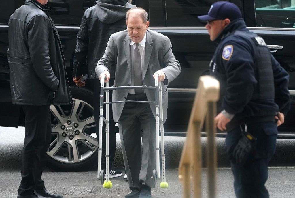 Harvey Weinstein at his New York trial with a walker