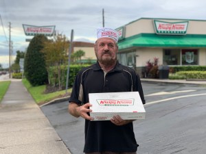 daniel rushing, the florida man who was arrested over doughnut glaze that was suspected to be methamphetamines, in front of a krispy kreme location