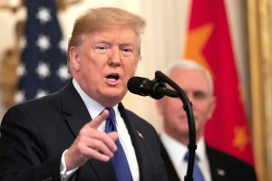 U.S. President Donald Trump speaks in the East Room at the White House, on January 15, 2020 in Washington, DC.