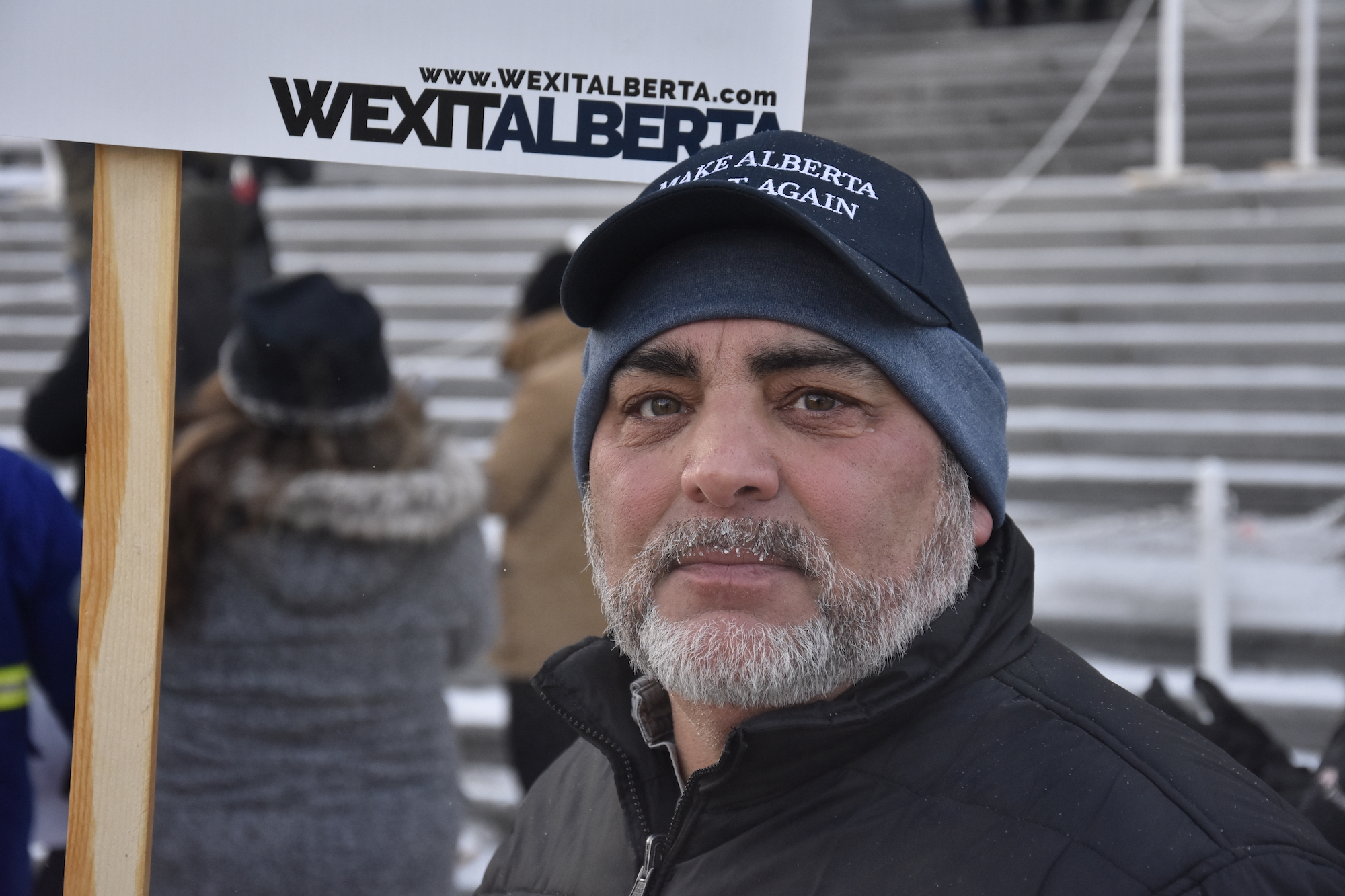 Brent wearing a Make Alberta Great Again hat.