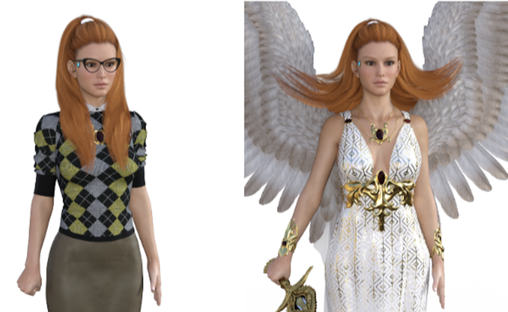 "Justine" and "Justice" Falcon, 3D avatars.