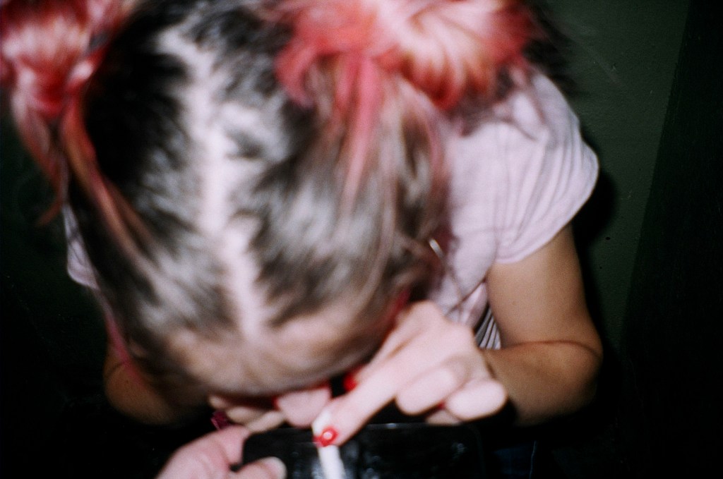 woman sniffing cocaine