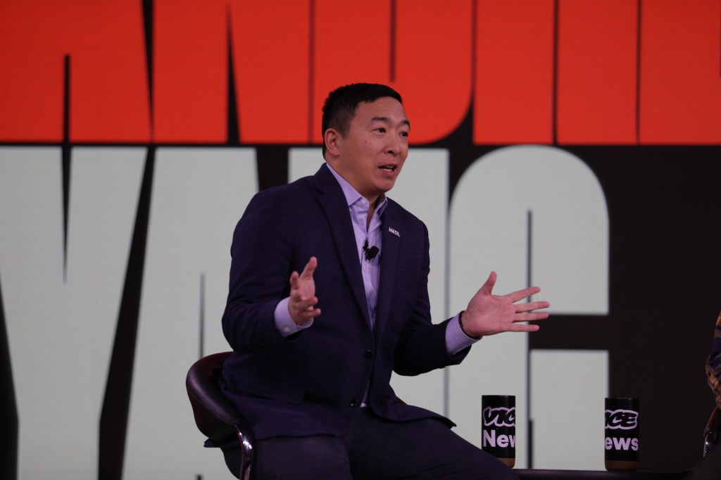 Businessman Andrew Yang at the 2020 Iowa Brown & Black Forum in Des Moines, Iowa on Jan. 20, 2020.