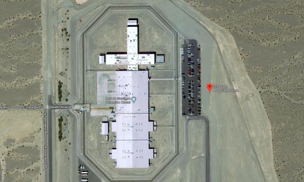 Cover: A Google Maps satellite image of Nevada Southern Detention Center.