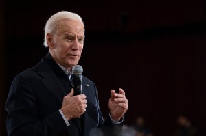 Democratic presidential candidate and former Vice President Joe Biden speaks during a campaign rally, Sunday, Feb. 9, 2020, in Hudson, N.H. (AP Photo/Mary Altaffer)​