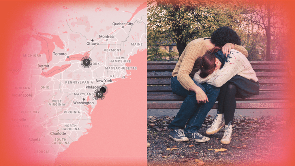 a public breakup map and a couple breaking up