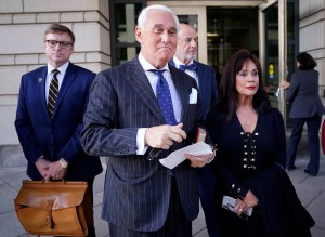 Former advisor to U.S. President Donald Trump, Roger Stone, departs the E. Barrett Prettyman United States Courthouse with his wife Nydia after being found guilty of obstructing a congressional investigation into Russia’s interference in the 2016 election