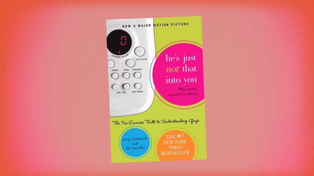 He's Just Not That Into You book cove high res on pink gradient background