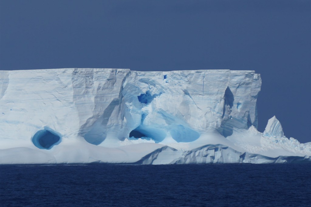 Photo taken on Feb. 1, 2020 shows an iceberg seen from China's polar icebreaker Xuelong 2, or Snow Dragon 2, which is heading to China's Zhongshan Station during China's 36th Antarctic expedition, on the Weddell Sea.