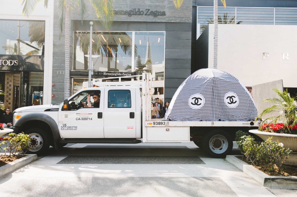 BEVERLY HILLS, CALIFORNIA - FEBRUARY 15: Cult artist Chemical X brings Skid Row to Rodeo Drive on February 15, 2020 in Beverly Hills, California. (Photo by Matt Winkelmeyer/Getty Images)