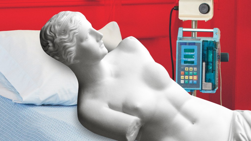 marble statue in a hospital bed