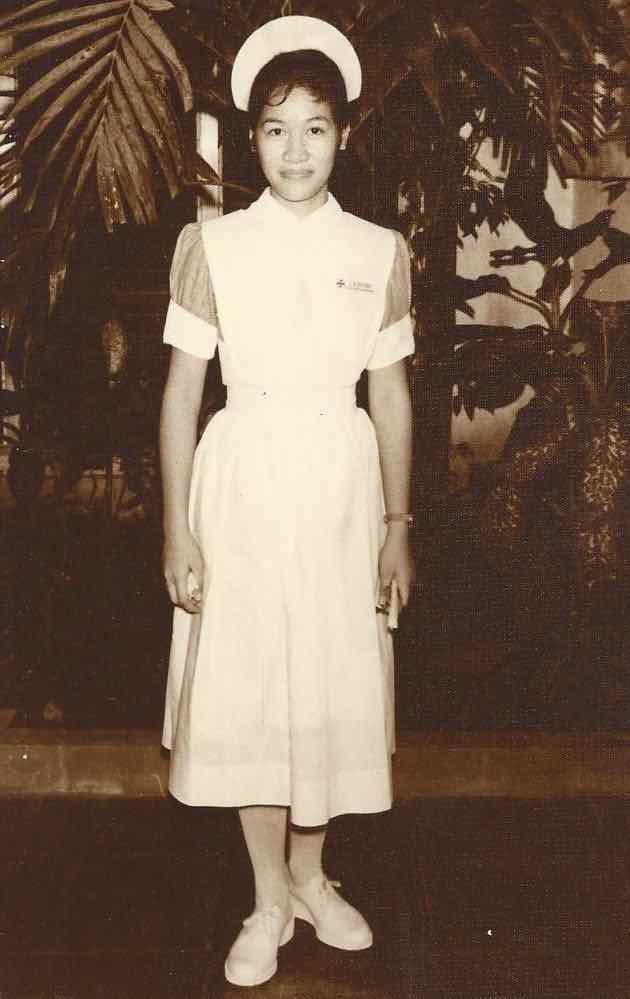 Luisa Silverio in the 1960s as a young nurse in the Philippines