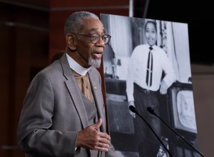 Rep. Bobby Rush, D-Ill., speaks during a news conference about the "Emmett Till Antilynching Act" which would designate lynching as a hate crime under federal law, on Capitol Hill in Washington, Wednesday, Feb. 26, 2020.