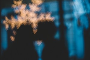 silhouette of couple kissing