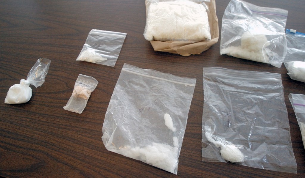 bags of meth from a bust