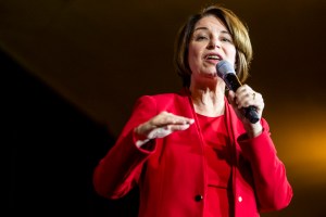 Democratic Presidential Candidate Sen. Amy Klobuchar (D-MN) speaks during a campaign rally at the Altria Theatre on February 29, 2020 in Richmond, Virginia.