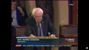 Bernie Sanders delivering speech