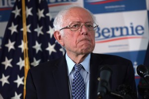 Democratic presidential candidate Sen. Bernie Sanders (I-VT) pauses during a news briefing at his campaign office March 4, 2020 in Burlington, Vermont.