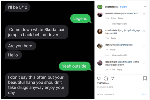 text exchange posted on Instagram