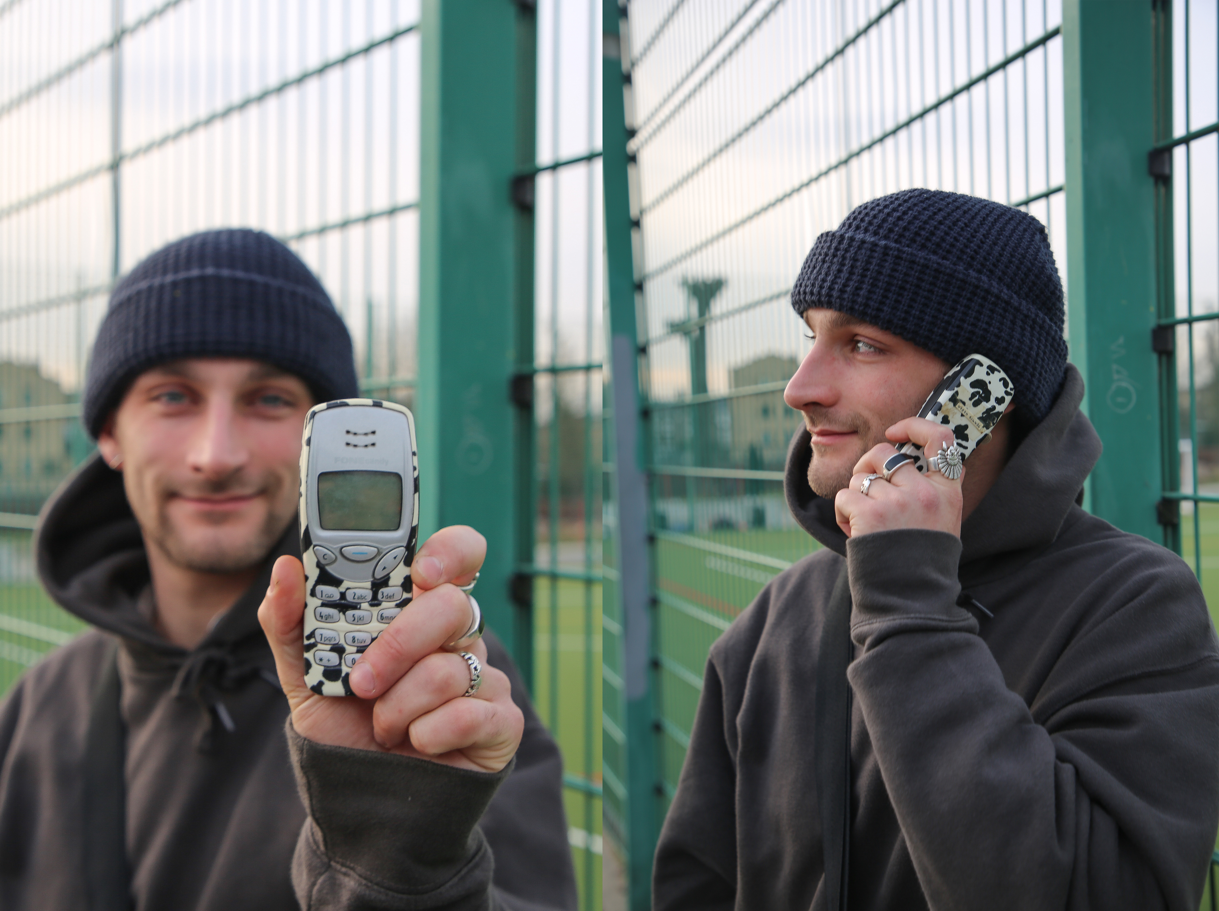 Man using brick phone