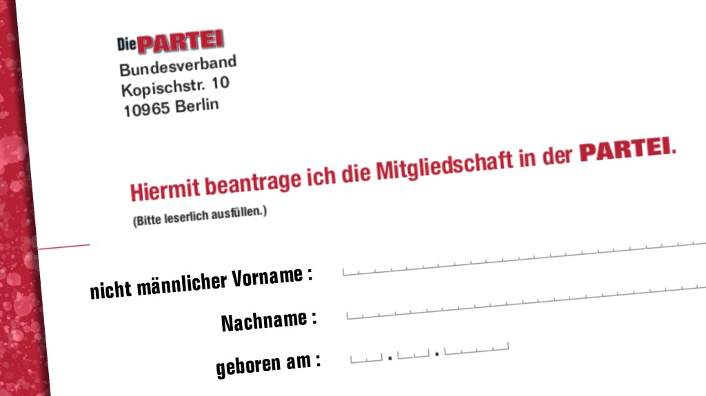 Ein Antragsformular von Die PARTEI