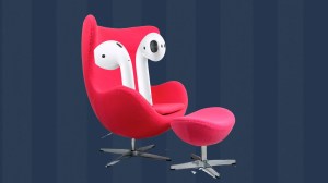 airpods sitting in pink chair