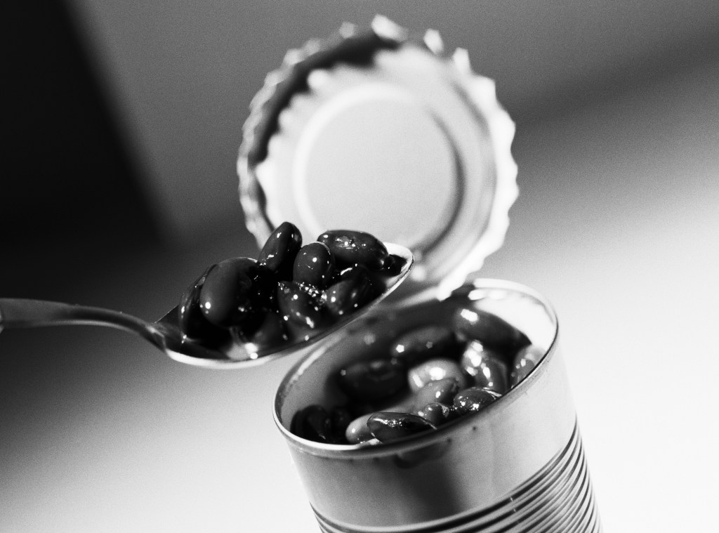 can of beans black and white