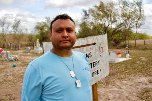 Isidro Leal at Eli Jackson Cemetery next to Yalui Village.