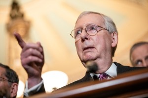 Senate Majority Leader Mitch McConnell holds a press conference on coronavirus relief bill