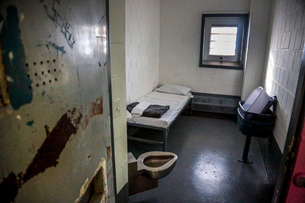 This Jan. 28, 2016 photo shows a solitary confinement cell known all as "the bing," at New York's Rikers Island jail. (AP Photo/Bebeto Matthews)​