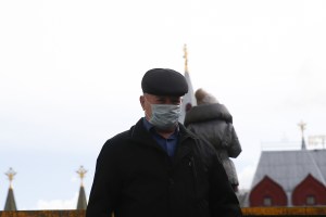 A man wears face mask as a precaution against coronavirus (Covid-19) outbreak in Moscow, Russia on March 19, 2020.