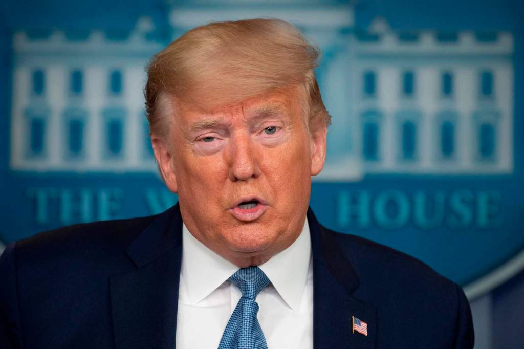 U.S. President Donald Trump speaks during the daily briefing on the novel coronavirus, COVID-19, at the White House on March 21, 2020, in Washington, DC.