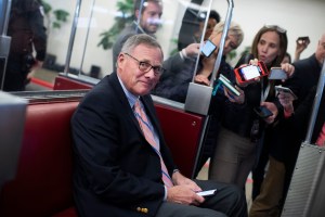 Sen. Richard Burr, R-N.C., talks with reporters in the Capitol after the impeachment trial of President Donald Trump adjourned for the day on Monday, February 3, 2020.