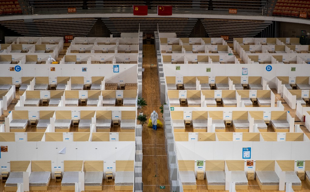 temporary hospital in Wuhan, China