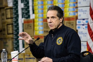 New York State Governor Andrew Cuomo is seen at a media availability at the newly-established hospital site that will be used to treat COVID-19 patients at the Javits Center in New York