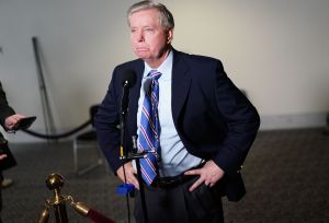 Senator Lindsey Graham, R-SC, speaks to reporters as he arrives for the Republican policy luncheon at the Hart Senate Office Building in Washington, DC on March 19, 2020.